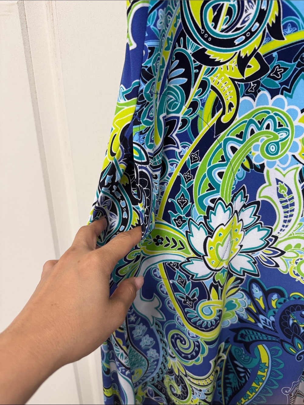 Attitudes by Renee Blue & Green Paisley Off-Shoulder Maxi - Picture 3 of 11